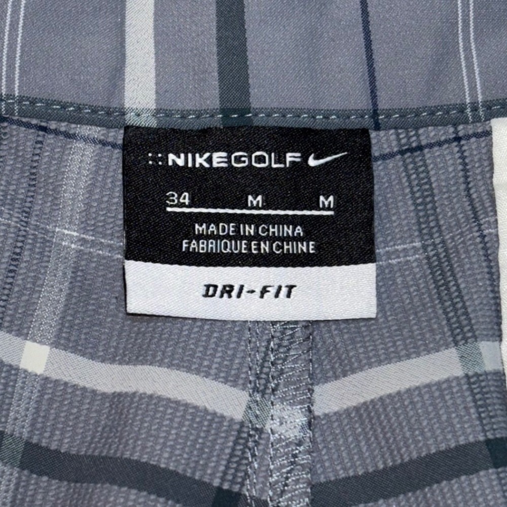 Nike Golf Dri-Fit Mens Blue Gray Plaid Stretch Casual Athleisure Shorts Size 34 - Picture 3 of 8